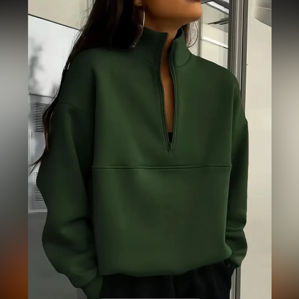 Olive Green Half-Zip Sweatshirt 🫒